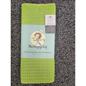 The Sloppy Chef 2 Green Dish Drying Mats With Mesh Backing 16" X 18" Absorbent K